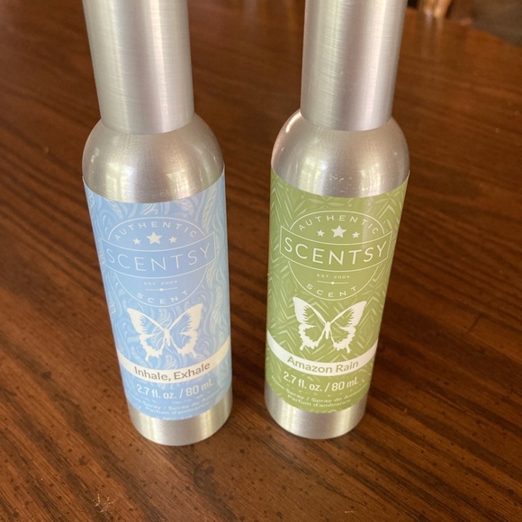 2 spray bottles of scentsy room spray 2.7 fl Oz., inhale, exhale and amazon rain - Picture 1 of 1